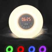 Smart Multifunction Wake Up Light, Simulate Sunrise Natural Alarm Clock with FM Radio, 10 Brightness, 6.7x6.7x3.7in