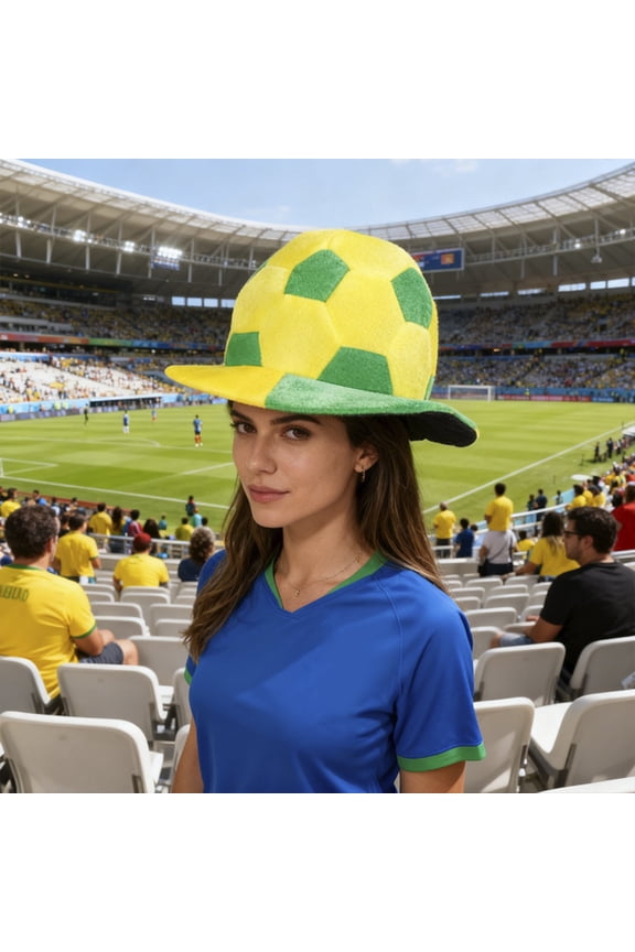 Soccer Fan Hat Brazil 2026 Football Fedora Stadium Gear Championship Matches Yellow Green Hexagonal Patchwork Breathable Lightweight Fedora for Men Women Cheering Team Spirit