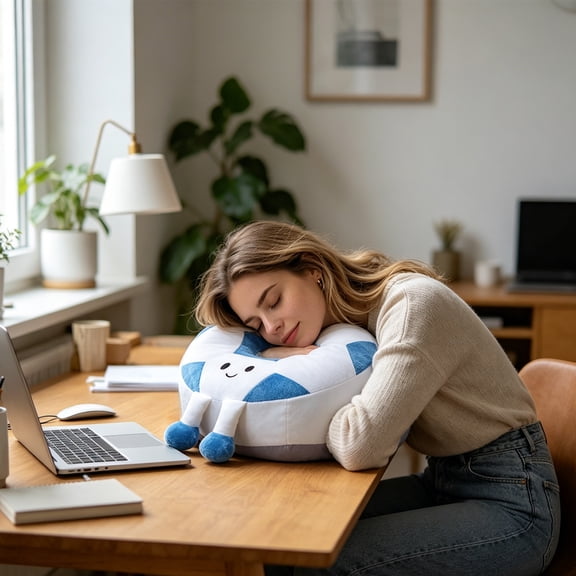 Soccer Shaped Nap Pillow 11.8x11.8x9.8in Soft Polyester office Face Down Rest Cushion Waist Support Decorative Throw Pillow Easy Clean Home Sofa Daily Relax Comfort Multi-use Practical