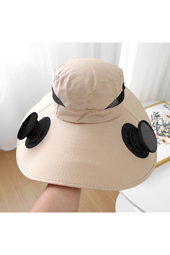 Solar Fan Hat Summer Fisherman Hat for Men, Solar USB Dual Charging Strong Wind Cooling Cap, UV Sun Protection Breathable Mesh Design, Lightweight Comfortable Fit for Outdoor Camping