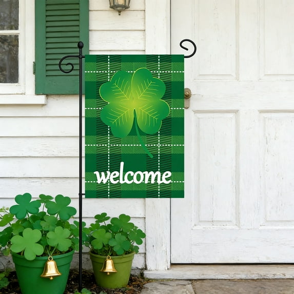 TechToyHub St.Patrick’s Day Garden Flag 18.5x12.5 Inch - Double Sided Polyester Yard Flag for Outdoor,Patio & Porch,Lucky Shamrock Irish Festival Decoration