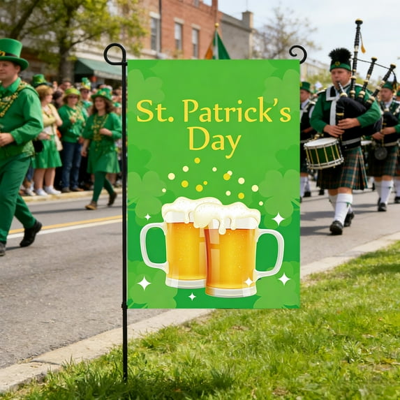 TechToyHub St.Patrick’s Day Garden Flag 18.5x12.5 Inch - Double Sided Polyester Yard Flag for Outdoor,Patio & Porch,Lucky Shamrock Irish Festival Decoration