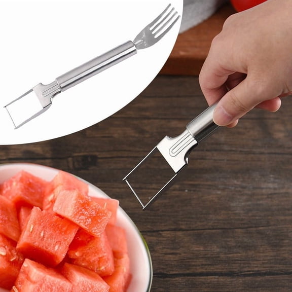 TechToyHub Stainless Steel Double Head Watermelon Cutter and fork with Polished Handle for Fruit Cube Making Ergonomic Tool for Home Kitchen Outdoor Camping Picnic BBQ Party Dessert Prep
