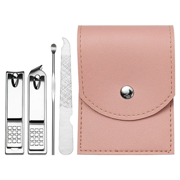 TechToyHub Stainless Steel Nail Clipper Set 4 Piece Manicure Tool for Home Travel Grooming Kit Ear Pick Nail File Cuticle Pusher Durable Rustproof Portable