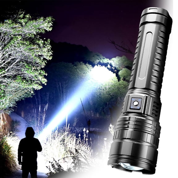 TechToyHub Strong Light LED Flashlight for Outdoor,Type C Charging Long Range Searchlight,Standard Size as Shown,Aluminum Alloy with Lamp Mode,Portable for Camping and Emergency