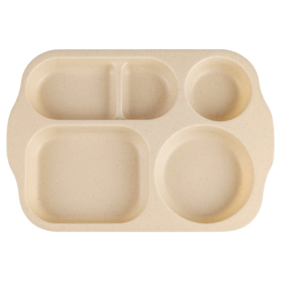TechToyHub Thickened Cafeteria Partition Plate, Wheat Straw Material, 5 Compartment for Meal Prep, Reusable Lunch Plates for Home