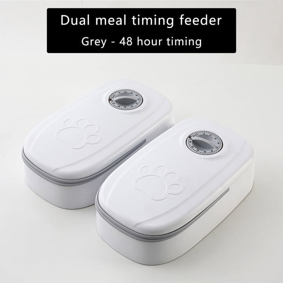 TechToyHub Timer Automatic Pet Feeder for Cats and Small Dogs, 48 Hour Timing for Dry or Semi Wet Food, Double Bowl with Ice Pack Space, Battery Powered, Feeder Size 10.0x8.0x4.0 in