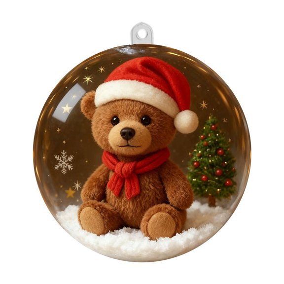 Transparent Crystal Ball Christmas Decoration, 3.1 In Plastic Pendant, Mini Winter Scene Design, Ideal for Tree, Home, and Holiday Gift