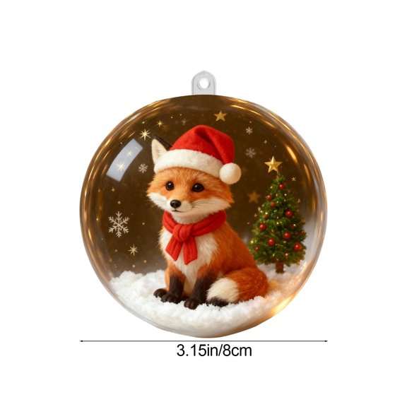 Transparent Crystal Ball Christmas Decoration, 3.1 In Plastic Pendant, Mini Winter Scene Design, Ideal for Tree, Home, and Holiday Gift
