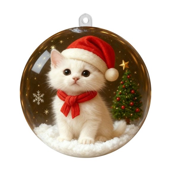 Transparent Crystal Ball Christmas Decoration, 3.1 In Plastic Pendant, Mini Winter Scene Design, Ideal for Tree, Home, and Holiday Gift
