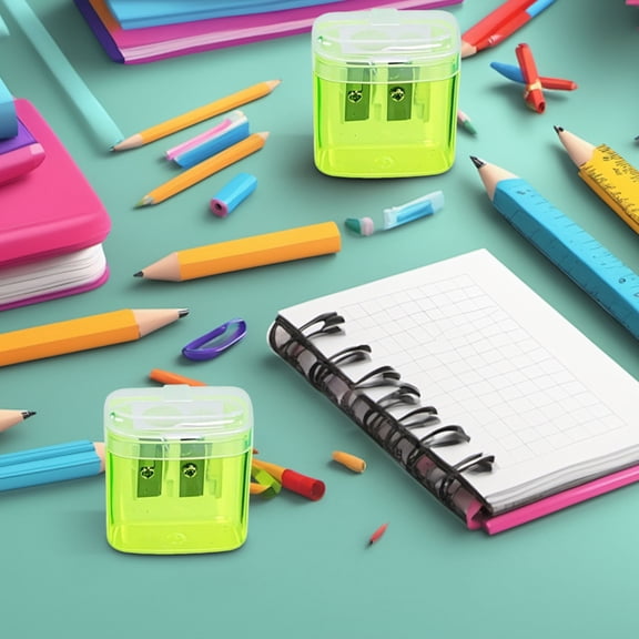 TechToyHub Transparent Pencil Sharpener with Double Holes, Carbon Steel Blade for Precise Sharpening, Protective Cover Prevents Spills, Compact Size for Travel, Candy Color Design