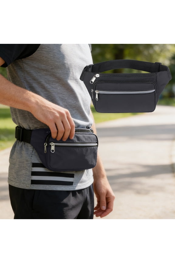 Unisex Waist Bag Large Capacity 10.2in x 5.1in Oxford Cloth Hip Pack, Waterproof Scratch Resistant Fanny Pack with Adjustable Strap, Multi Pocket Crossbody Waist Pack