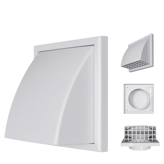 TechToyHub Wall Exhaust Vent with Damper, Rainproof Ventilation Hood, for Kitchen/Bathroom/HVAC, Adjustable Airflow Control