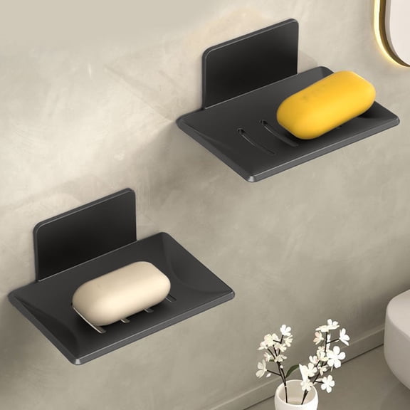 TechToyHub Wall Mounted Soap Box,Stainless Steel High End Drainage Storage Rack,4.7in Length 3.3in Width 1.8in Height,Adhesive Glue No Drilling,Multi Layer for Bathroom