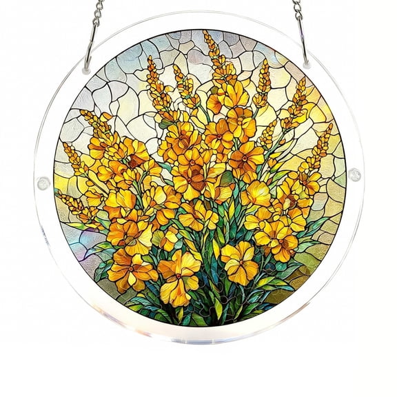 TechToyHub Window Suncatcher Acrylic Pendant DIY Puzzle Art Rainbow Prism Light Catcher for Window Home Decoration, Double-Sided Printed Stained Glass Style Decor with Metal Chain, Creative Craft