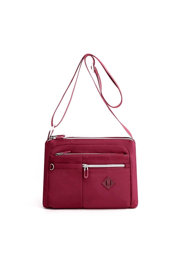 Women's Multi-Pocket Shoulder Bag, Nylon Satchel with Adjustable Strap & Double Zipper Closure, Large Capacity Tote for Travel & Shopping, Versatile for Daily Commuting & Work