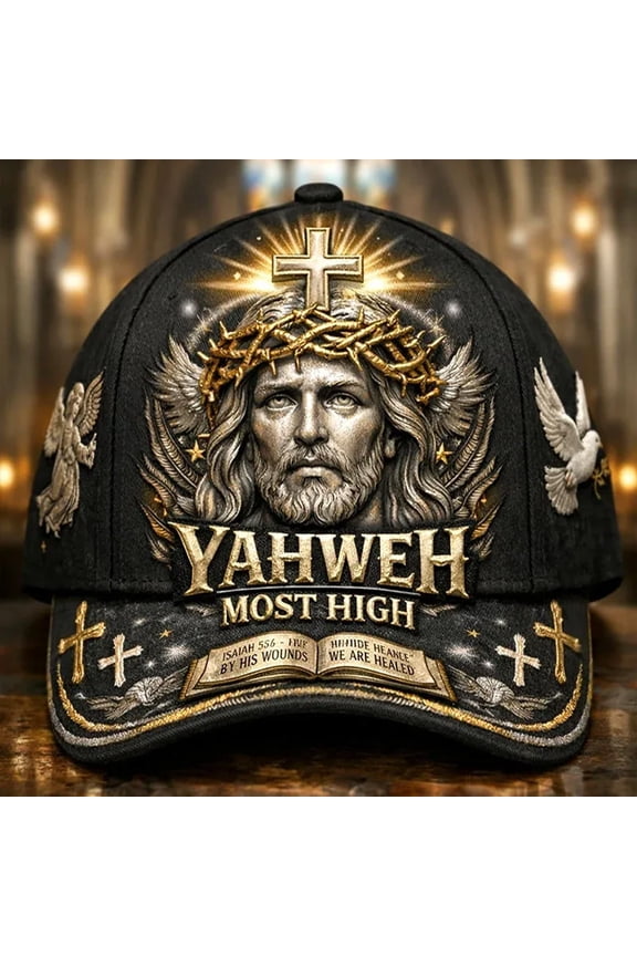 YAHWEH The True Light Jesus Commemorative Cap Baseball Hat with Crown of Thorns Religious Gift