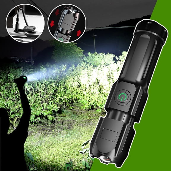 TechToyHub Zoomable Super Bright LED Flashlight,990000LM Rechargeable Torch,5.1in Length 1.4in Diameter,3 Modes High Mid and Strobe,Built in 1200mAh for Outdoor