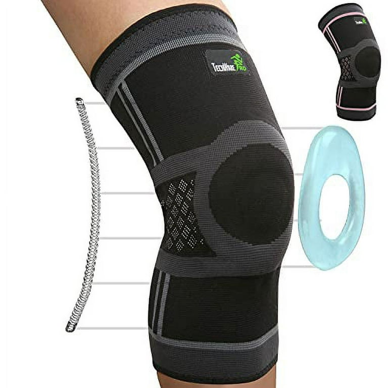 TechWare Pro Knee Support Sleeve - Compression Knee Sleeve Men & Women.  Knee Brace with Side Stabilizers & Patella Gel Pads. Meniscus Tear,  Arthritis