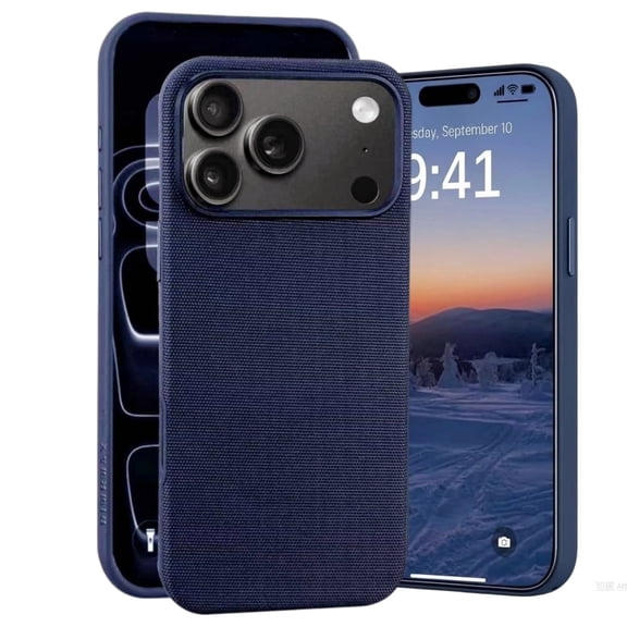 TechWoven Case for iPhone 17 Pro, Compatible with MagSafe Charger Wireless Charging Slim Cover, Protective Premium Tech Woven Fabric Shockproof Full Protection Cover - 6.3 inch (Blue)