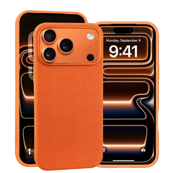 TechWoven Case for iPhone 17 Pro Max, Compatible with MagSafe Charger Wireless Charging Slim Cover, Protective Premium Tech Woven Fabric Shockproof Full Protection Cover - 6.9 inch (Orange)