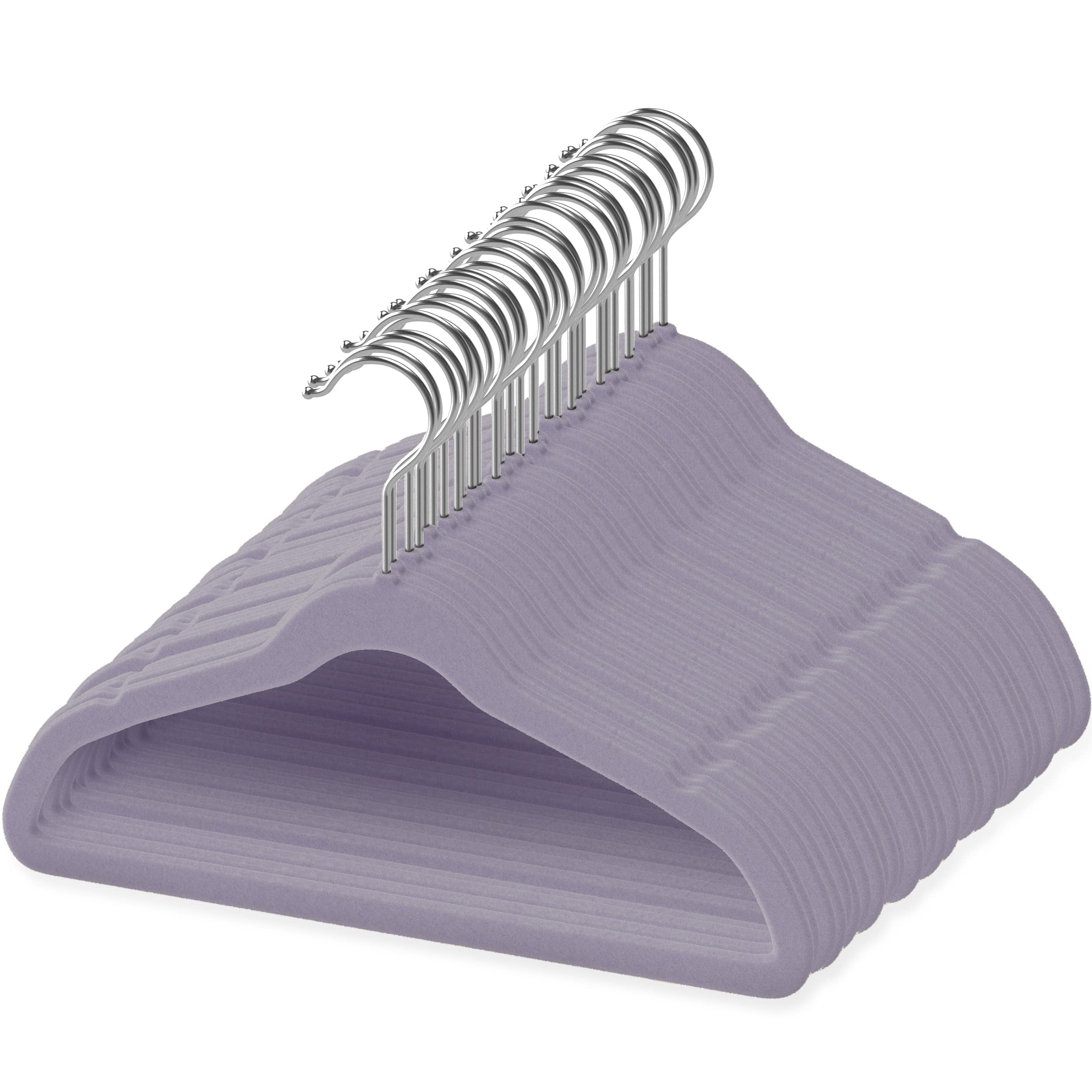 TechZoo 50 Pack Light Purple Baby Clothes Velvet Hangers - Premium Non-Slip Hangers for Infant Clothing