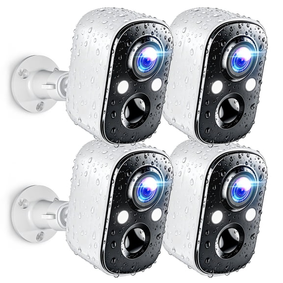 Techage Security Cameras Wireless Outdoor, 2K Battery Powered WiFi Cameras for Home Security with AI Motion Detection, Color Night Vision, 2-Way Talk, IP66 Waterproof, Cloud/SD Storage 4pcs/Pack
