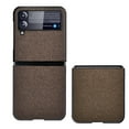 thumbnail image 1 of Techcircle Case for Samsung Galaxy Z Flip 4 6.7" 2022, Elegant Leather Backplane + Hard Anti-drop PC Shell Secure Wrap Full Protective Shockproof Case for Galaxy Z Flip 4, Brown, 1 of 6