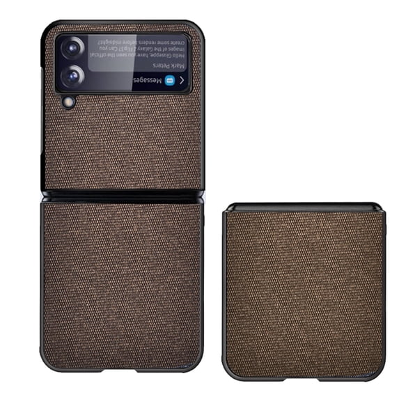 Techcircle Case for Samsung Galaxy Z Flip 4 6.7" 2022, Elegant Leather Backplane + Hard Anti-drop PC Shell Secure Wrap Full Protective Shockproof Case for Galaxy Z Flip 4, Brown