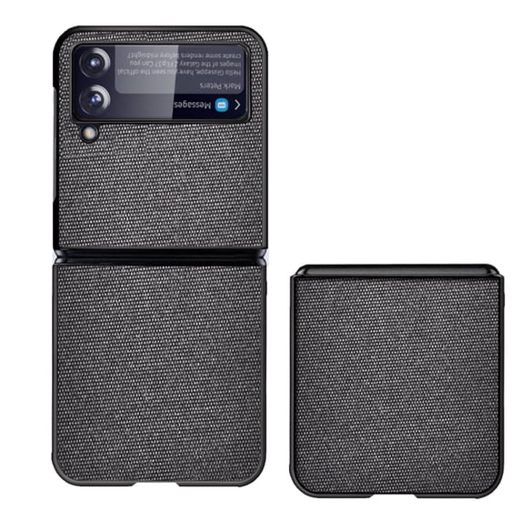 Techcircle Case for Samsung Galaxy Z Flip 4 6.7" 2022, Elegant Leather Backplane + Hard Anti-drop PC Shell Secure Wrap Full Protective Shockproof Case for Galaxy Z Flip 4, Black