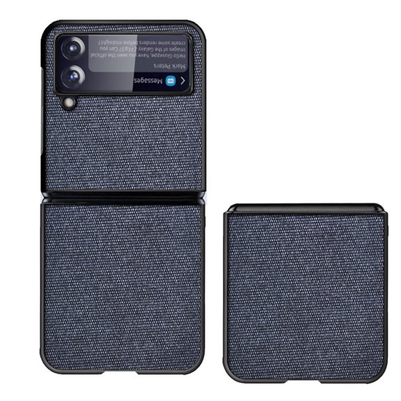 Techcircle Case for Samsung Galaxy Z Flip 4 6.7" 2022, Elegant Leather Backplane + Hard Anti-drop PC Shell Secure Wrap Full Protective Shockproof Case for Galaxy Z Flip 4, Blue