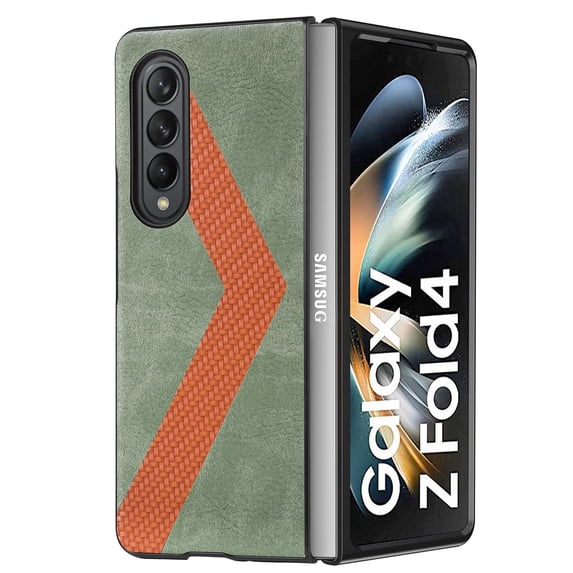 Techcircle Case for Samsung Galaxy Z Fold 4 7.6" inch 2022, PU Leather Backplane Secure Warp Wireless Charging Anti-fall Shockproof Anti-fingerprint Luxury Elegant Folding Case, Green