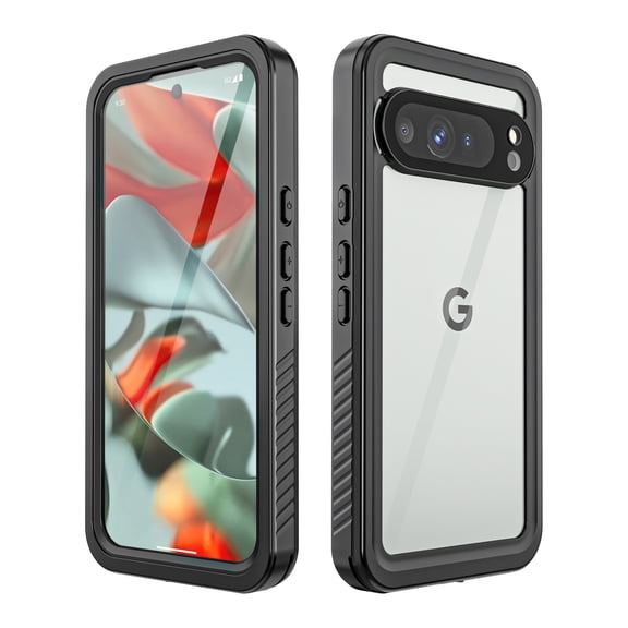 Techcircle for Google Pixel 10 Pro XL PC+TPU  Rubber Case IP68 Underwater Anti-Scratch Waterproof Built-in Screen Protector Rugged 360 Full-Body Shockproof Dustproof Protective Cover,Black