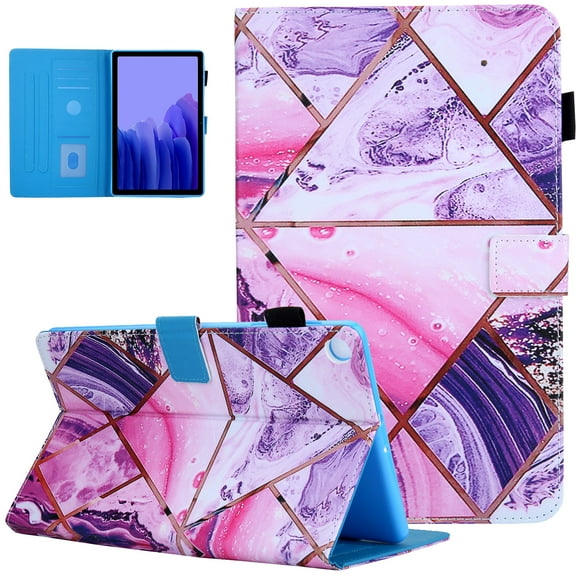 Techcircle Samsung Galaxy Tab A7 10.4 Case SM-T500/T505, Slim Folio Stand Premium PU Leather Magnetic Cover with Auto Wake/Sleep & Card Pencil Holder - Purple Marble