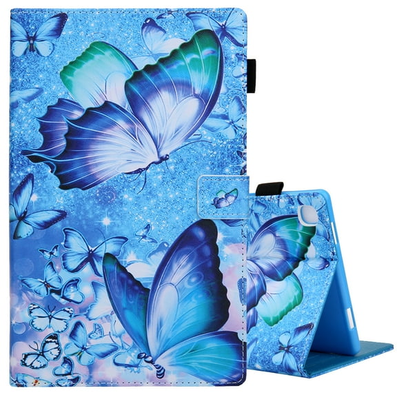 Techcircle Samsung Galaxy Tab A7 Lite 8.7 Case SM-T220/T225, Multi-Angle Folio Stand Magnetic Leather Cover with Card Slots & Pencil Holder - Purple Butterfly