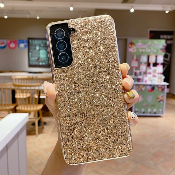 Techcircle Shockproof Back Cover with Camera & Screen Protection for Samsung Galaxy S21 6.2", Gold