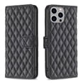 thumbnail image 1 of Techcircle Wallet Case for iPhone 14 Pro, Luxury Fashion Lines Diamond Pattern PU Leather Flip Folio Case Kickstang Card Slots 360°All-around Protecytive Case for iPhone 14 Pro, Black, 1 of 8