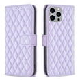 thumbnail image 1 of Techcircle Wallet Case for iPhone 14 Pro, Luxury Fashion Lines Diamond Pattern PU Leather Flip Folio Case Kickstang Card Slots 360°All-around Protecytive Case for iPhone 14 Pro, Purple, 1 of 8