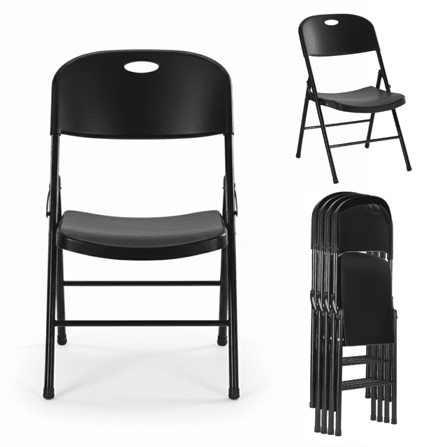 Techfaith Heavy Duty Plastic Folding Chairs for Adults, 4-Pack ...