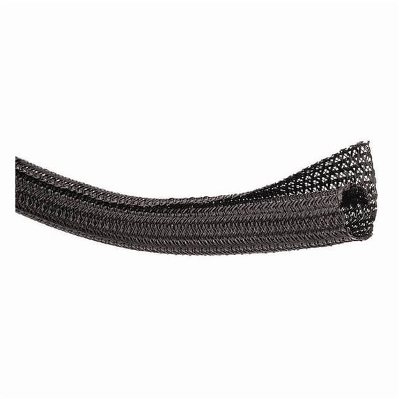 Braided Cable Sleeve, 1/8 in Inside Dia., 0.13 in Max Bundle Dia., 100 ft, Black