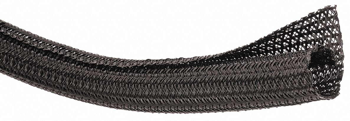 916627-7 Techflex Expandable Braided Sleeving, I.D.: 0.250, Length: 100  ft., Black