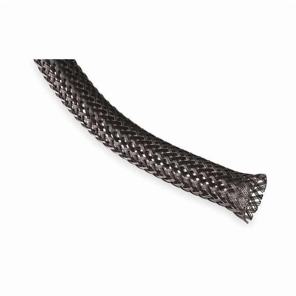 Braided Cable Sleeve, 5/8 in Inside Dia., 0.875 in Max Bundle Dia., 10 ft, Black