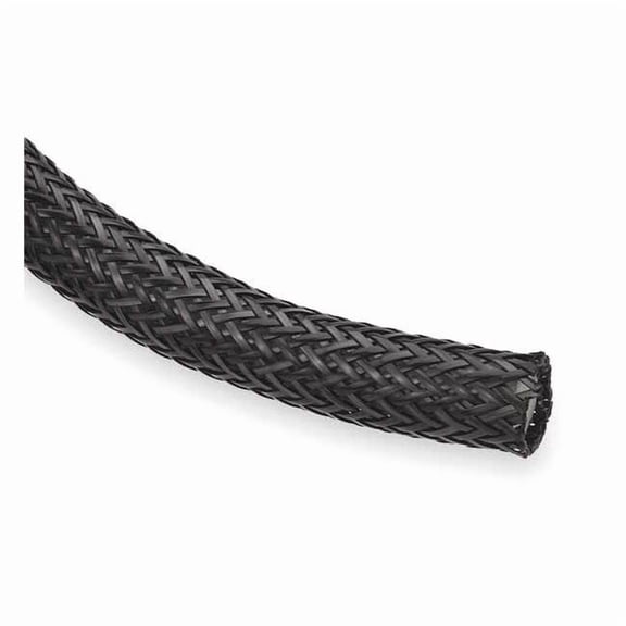 Braided Cable Sleeve, 3/4 in Inside Dia., 1 in Max Bundle Dia., 10 ft, Nylon, Black