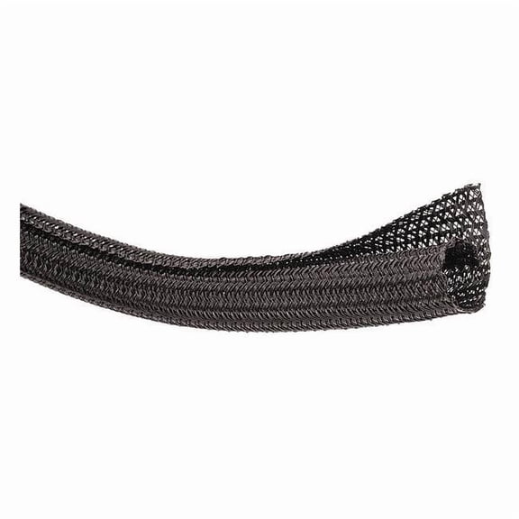 Braided Cable Sleeve, 1-1/2 in Inside Dia., 1-1/2 in Max Bundle Dia., 4 ft, Black