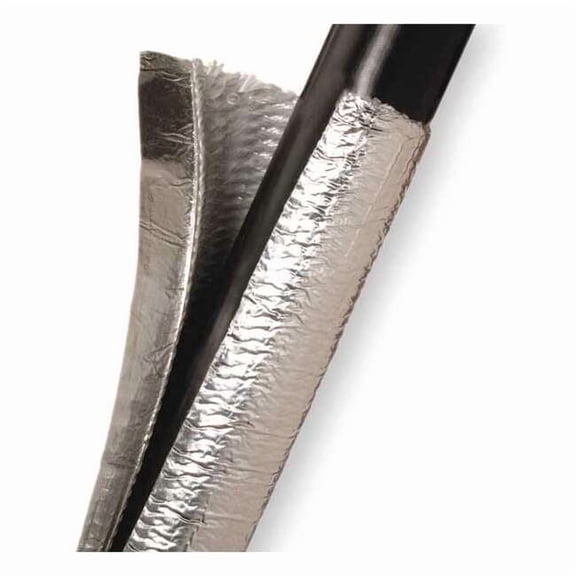 Coated Cable Sleeve, 1/2 in Inside Dia., 1/2 in Max Bundle Dia., 4 ft, Fiberglass, Silver