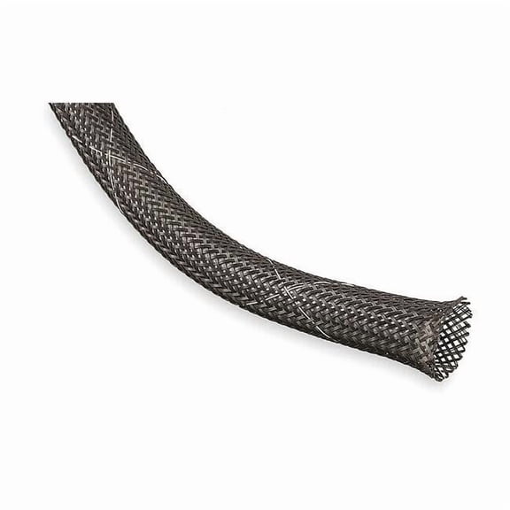 Braided Cable Sleeve, 3/8 in Inside Dia., 1/2 in Max Bundle Dia., 10 ft, Black; White