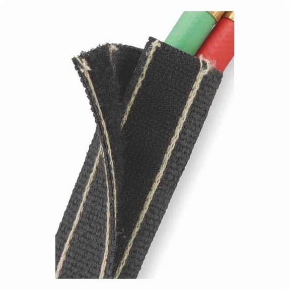 Braided Cable Wrap, 2 in Inside Dia., 2 in Max Bundle Dia., 25 ft, Fiberglass, Black