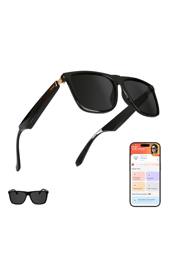 AI Smart Glasses,Bluetooth Glasses for Men and Women,Polarized Sunglasses with AI Translation,Bluetooth Speaker,Wireless Headphone,Athletic/Outdoor UV Protection,Touch Control,Voice Assistant