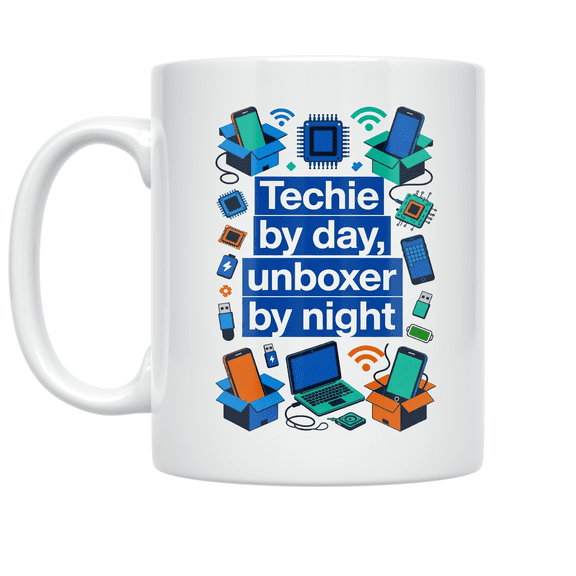 Techie by Day, Unboxer by Night - Tech Enthusiast - 11 oz Ceramic Coffee Mug