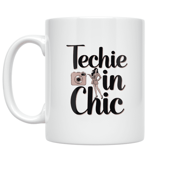 Techie in Chic Design - Fashion Tech Enthusiast - 11 oz Ceramic Coffee Mug
